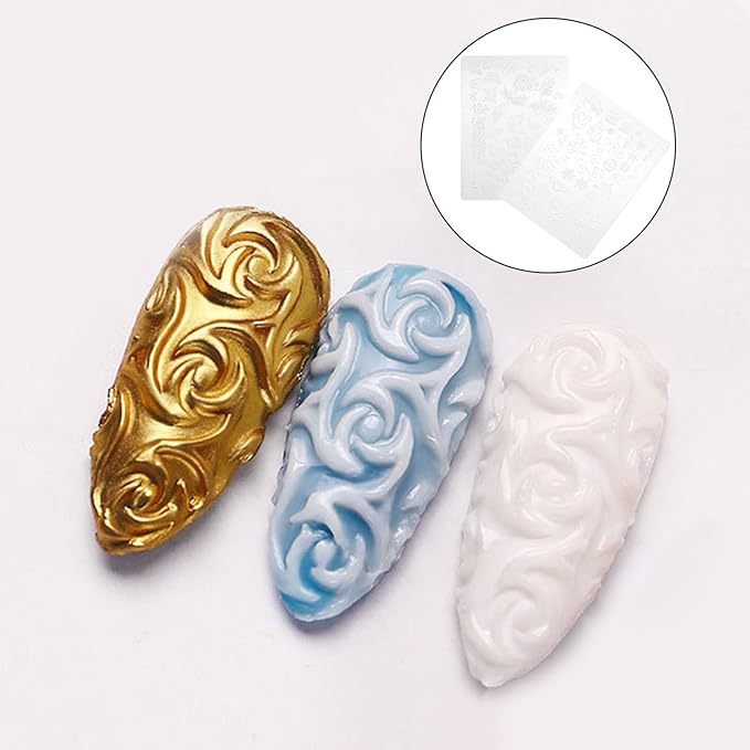 2pcs Nail Art Nail Stamping Plate, Manicure Silicone Template, Butterfly and Flower Series Art Stencils DIY Stamp Plates 3D Printing Mold