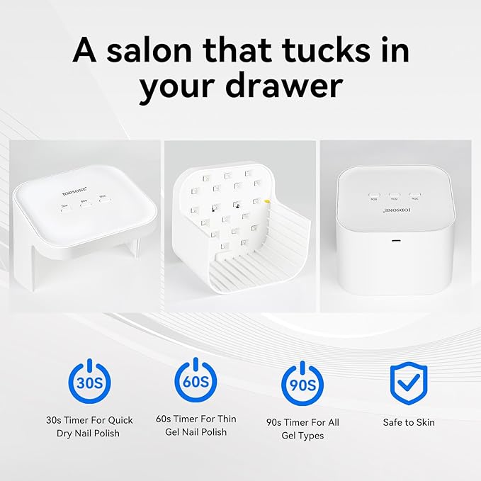 JODSONE U V LED Professional Nail Art Lamp Large Space for Foot Nail, Sensor 3 Timing Modes for DIY at Home, White