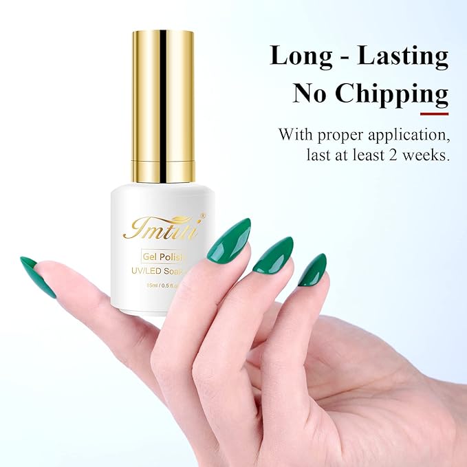 Imtiti Gel Nail Polish,1 Pcs 0.5 Fl Oz Emerald Green Gel Polish No Need Base and Top Coat 3 in 1 Gel Nail Polish Kit, Soak Off LED U V Nail Gel Polish Nail Art Starter Manicure Salon Gel Nail Kit for Women Girls