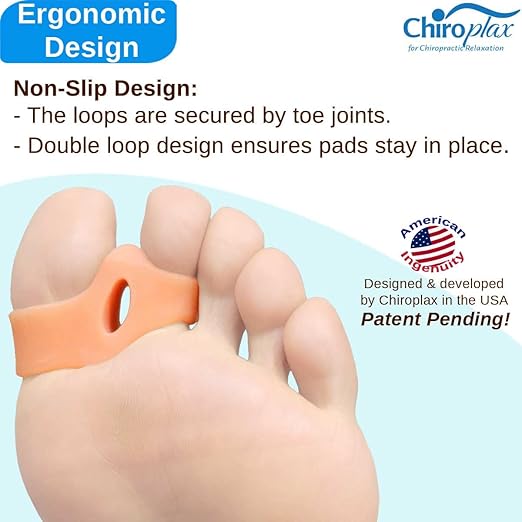 Chiroplax Bunion Corrector Pads Silicone Big Toe Separator Straightener Spacer for Women & Men Hallux Valgus Pain Relief Sleeve Cushion Splint Protector (4 Pads w/Shims - Medium)