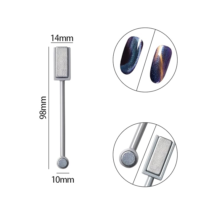 JERCLITY 5 Pieces Nail Magnet Stick Cat Eye Magnet Tool Double-Headed Nail Art Magnet Stick Set Magnet Wand Strong Magnet Stick for Home DIY, Salon, Studio