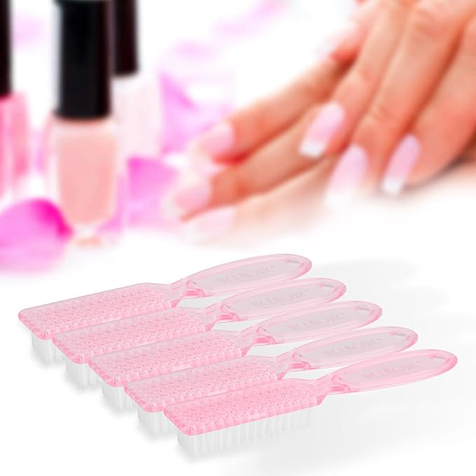 NICEMOVIC 30Pcs Bulk Nail Brush for Cleaning Fingernails, Handle Grip Nail Scrubber Brush, Hand Fingernail Cleaner Brush Manicure Tools Scrub Cleaning Brushes Use for Toe & Nail Cleaning (Clear Pink)