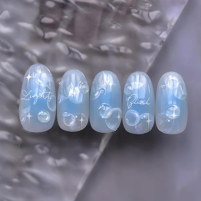 2 Sheets Summer Nail Art Stickers 5D Embossed Nail Decals for Acrylic Nails Bubble Nail Stickers for Nail Art Self Adhesive Bubble Nail Design Supplies for Women Girls