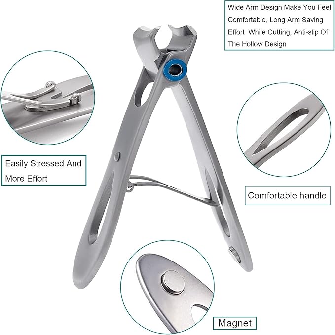 Large and Small Nail Clippers Set, Toenail Clippers for Thick Toenails, Wide Jaw Opening Heavy Duty Stainless Steel Toe Nail Clippers for Seniors, Men & Women