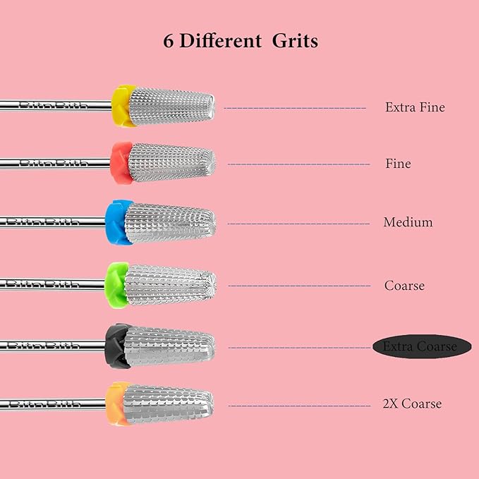 5 in 1 Nail Drill Bits, 3/32”Professional Carbide Drill Bits for Nails Multifunction Bit, Fast Remove Acrylic Hard Gel Cuticle Nail Efile Bit Manicure Pedicure,Two Way Rotate,XC