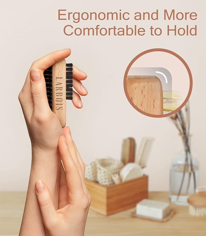 Nail Brush for Cleaning Fingernails, 2Pack Wooden Nail Brushes Fingernail Brush for Cleaning Nail Scrub Brush Two-Sided with Hanging Rope (Beechwood)