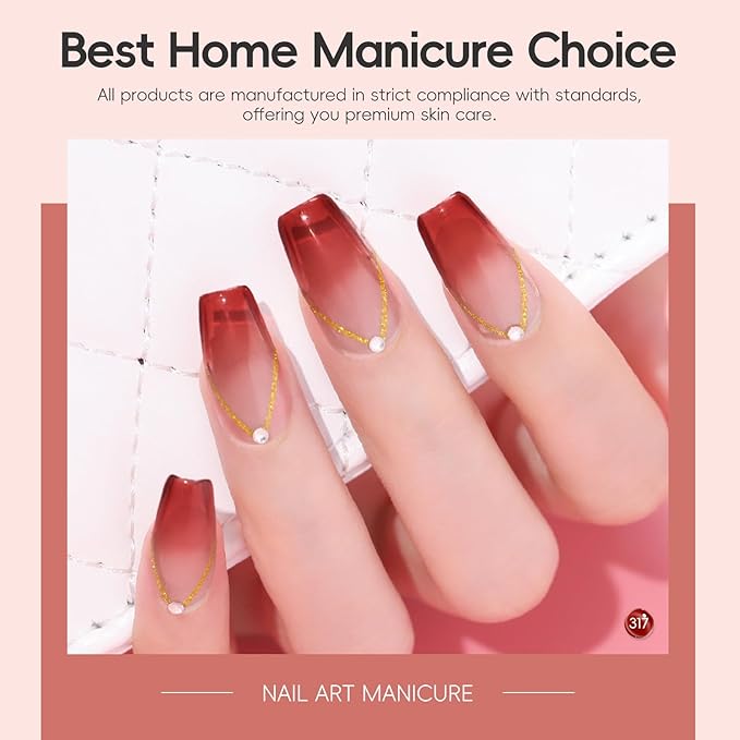 PEACECOLOR Fall Jelly Gel Polish Set 6 Colors Red Brown Gel Nail Polish Autumn Colors Nail Starter Kit Soak Off for Women Home Salon Design