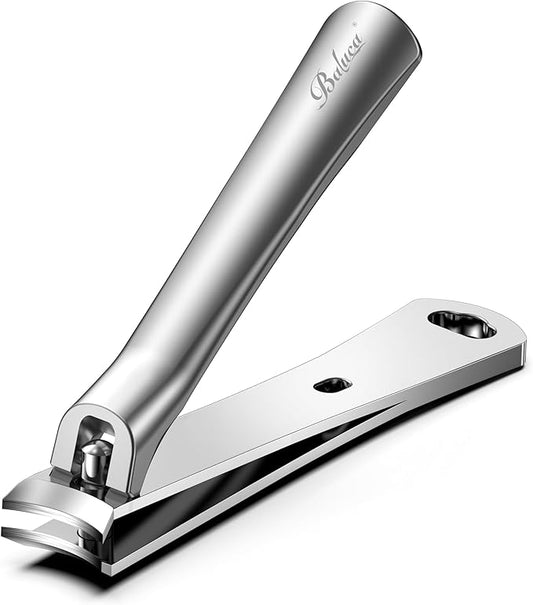 BALUCA Curved Toenail Clipper for Senior for Thick Nails, Professional Finger Nail Clipper for Women for Hard Nails, Stainless Steel Nail Cutter for Accurate Trimming and Grooming,Silver