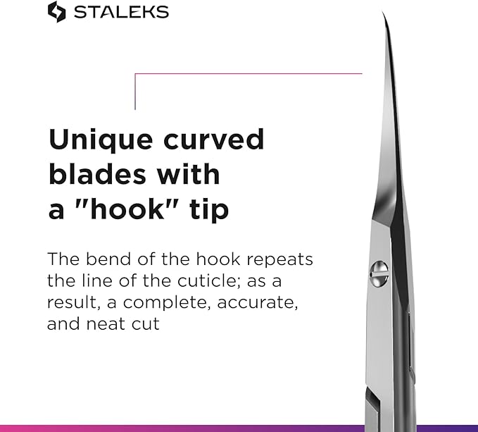 Staleks Professional Cuticle Scissors – Manicure Scissors, Stainless Steel, Extra Fine Curved Blades – Smart 41 Type 3 SS-41/3