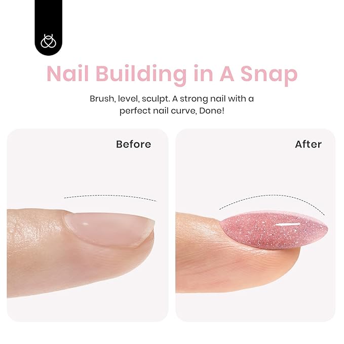 Beetles Builder Gel Set,6 Colors Glitter Shimmer 7 in 1 Nude Pink White Nail Thickening Strengthening Building Apex for Beginner DIY Salon at Home,Shimmer Builder Nail Gel,UV & LED Lamp Cured Needed