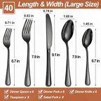 40 Pcs Black Silverware Set for 8, Food Grade Stainless Steel Flatware Set - Image 2