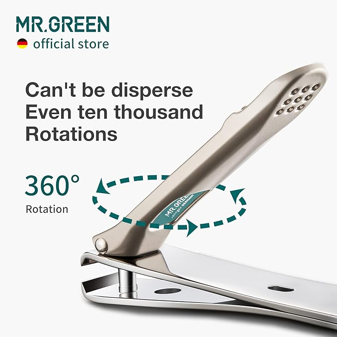 MR.GREEN Nail Clippers Curved Blades Fingernail Cutter Nippers Manicure Scissors Stainless Steel Pedicure Tools with Nail Flies (Medium-Blue)