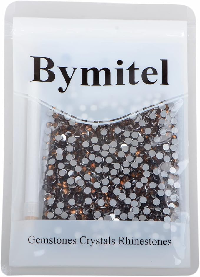 1440PCS Art Nail Rhinestones Non Hotfix Glue Fix Round Crystals Glass Flatback for DIY Jewelry Making with one Picking Pen (ss16 1440pcs, Smoked Topaz)