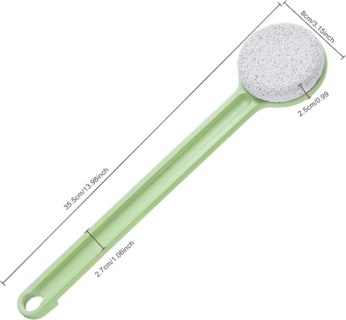 Pumice Stone for Feet with Long Handle 14", 3 Pcs Hard Skin Callus Remover, Scrubber and Exfoliator for Dead Dry Skin, Softer & Smoother Feet, Pedicure Tool (Straight) Green