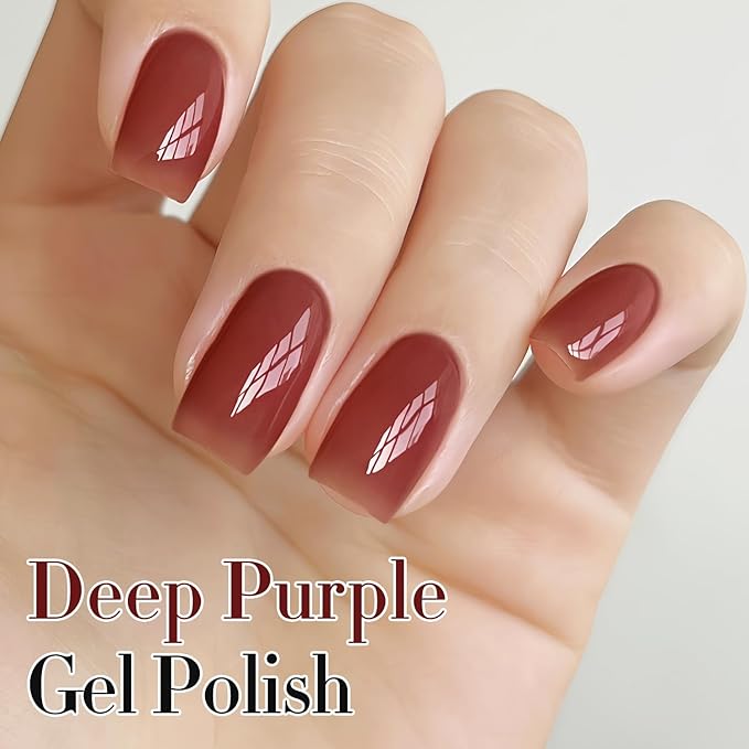 Double Rhythm Gel Polish 15ML Jelly Sheer Pastel Light Milky Color Pearl White Bottle 1 PC 0.5 OZ Full Size Nail Art Salon at Home (Deep Purple-D1528)