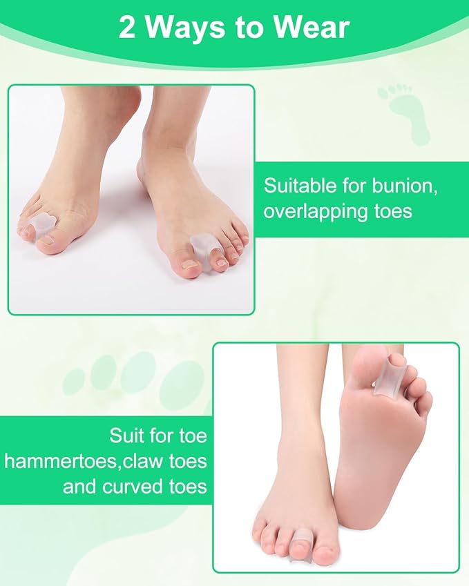 12Pcs Hammer Toe Corrector Straighteners for Women and Men Curled Toes, Crooked, Claw, Hammertoe, Gel Toe Splints Bunion Spacer Separators for Straightening (Multi-size)
