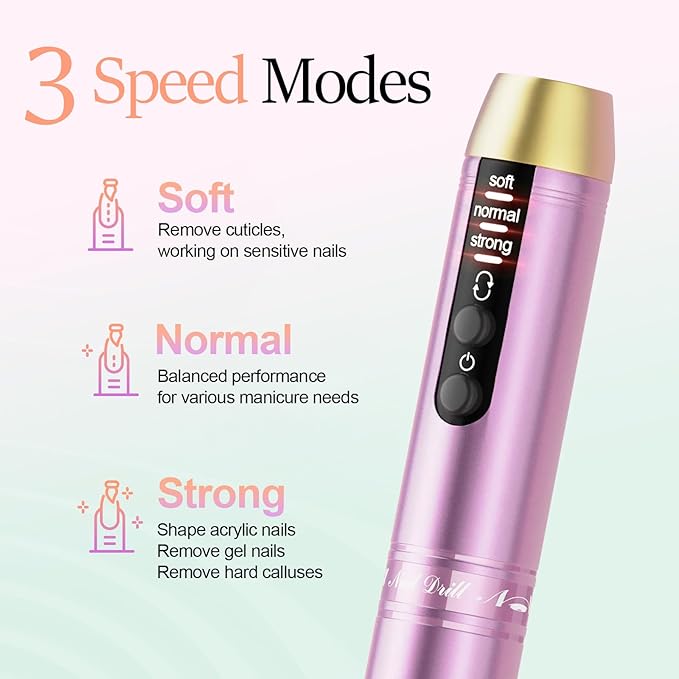 20000RPM Electric Nail Drill Rechargeable Compact Portable Efile Professional Manicure Cordless Pedicure Nail File Drill Kit for Acrylic Gel Nails and Home Salon Use