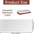 Cheesecloth Table Runner 2 Pack White and Terracotta, Boho Gauze Table Runner - Image 2