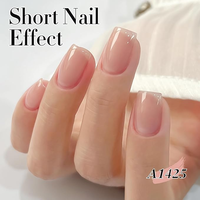 Double Rhythm Gel Nail Polish Set of 6 Colors Baby Light Pastel Milky Nail Polish Starter Kit Art DIY Salon Home (Jelly Sheer Nude Pink White,Kit 36)