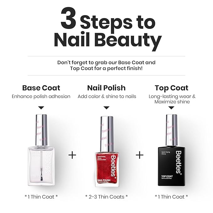 Beetles Winter Nail Polish Set - Glamour Era 6 Colors Quick Dry Glitter Burgundy Red Gold Green Yellow High-Gloss Long-Lasting Nail Polish for DIY At-Home Manicure Christmas Gift for Women