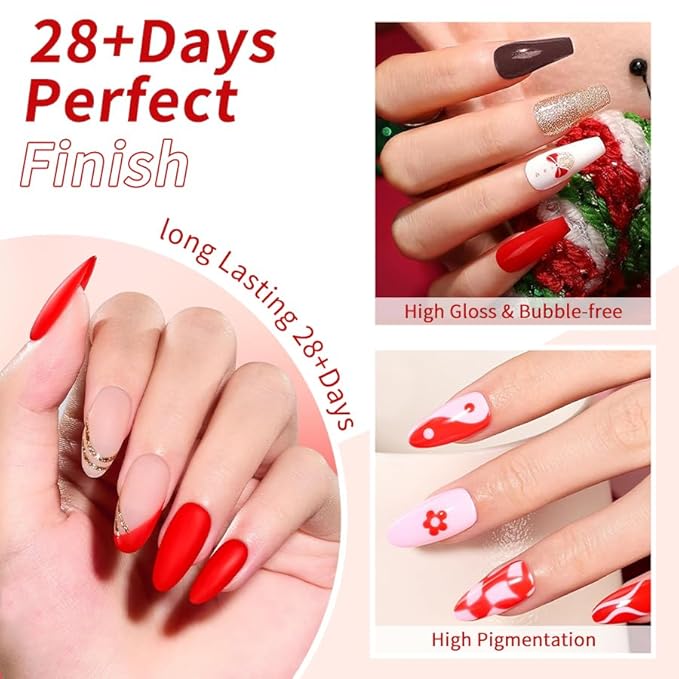 JR 9pcs 15ml Deep Red Burgundy Gel Polish Set Crimson Soak Off Polish Dark Cherry Gel Polish For Nail Salon Gift Red