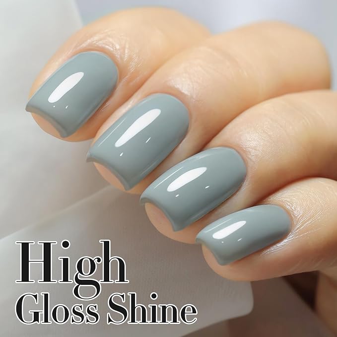 Double Rhythm Gel Polish 15ML Jelly Sheer Pastel Light Milky Color Pearl White Bottle 1 PC 0.5 OZ Full Size Nail Art Salon at Home (Milky Gray-D1464)