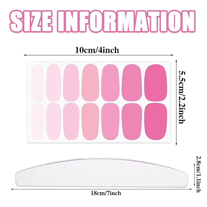 WOKOTO 20 Sheets Self-Adhesive Nail Polish Stickers Tips with 1pcs Nail File Full Nail Wraps Nail Art Decals Cute Light Color Series Gel Nail Strips Manicure Kit for Girls Women Stick On Nails