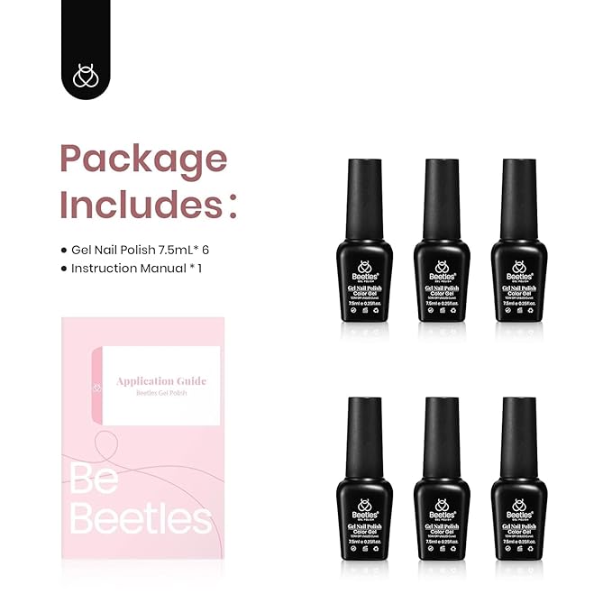 Beetles Red Gel Nail Polish, 6 Colors Burgundy Nude Red Glitter Gel Polish Marvelous Lady Collection Nail Art Design Fall Winter Soak Off Uv LED Nail Polish Manicure DIY Home Salon