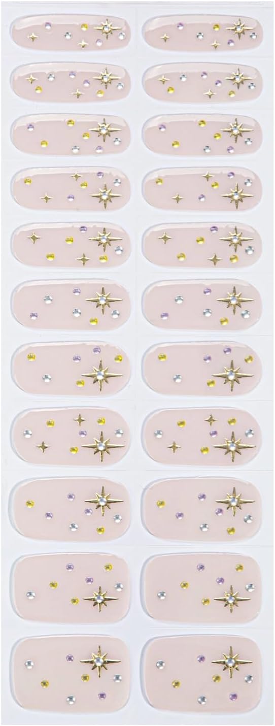 Nail Stickers, Gel Nail Strips with Manicure Tool Kit, 22 Pieces, Long Lasting, Chip Resistant, UV Free, Dewdrop Diamonds