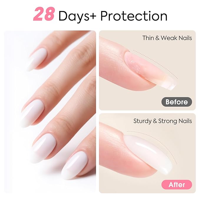 CANNI Rubber Base Gel - 9ml White Nail Strengthener Gel, Flexible Base Coat for Weak Nails, UV LED Soak Off Natural Look Manicure DIY Women