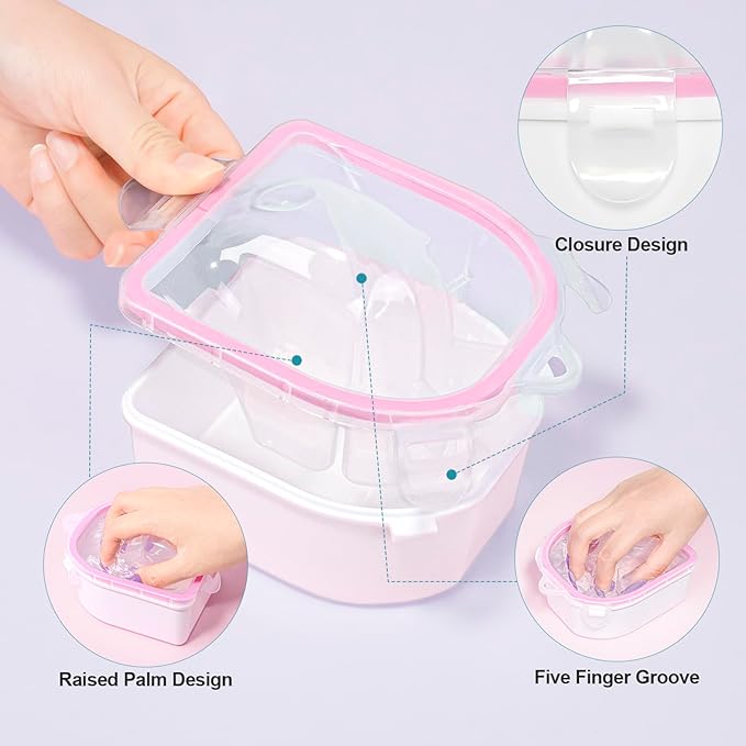 4 Pcs Soak Off Bowl Manicure Bowl, Double Layer Soaking Bowl, Nail Soaking Tray Soak Off Acrylic Nail Remover Dip Powder Acetone Removal Kit, Cuticle Pusher, Cuticle Peeler