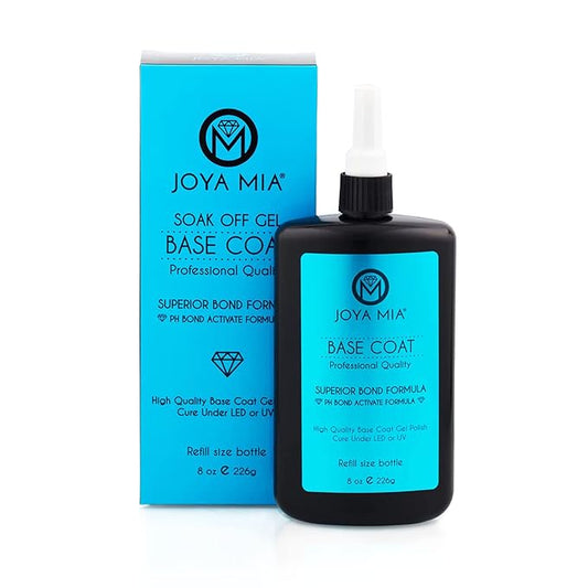 JOYA MIA - Base Coat Gel Polish, Gel Base Coat for Acrylic & Gel Nails, Super Adhesive Base Coat Gel Nail Polish, Soak Off Gel Polish for Professional & DIY Manicure, 8 oz Refill