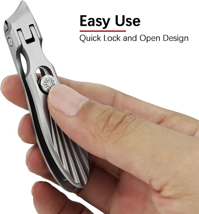 Curved and Slanted Nail Clippers Set for Men Thick Nails, Large Wide Jaw Opening Heavy Duty Stainless Steel Ultra Sharp Toenail Clippers with Catcher for Adult,Seniors (Grey-Combo)