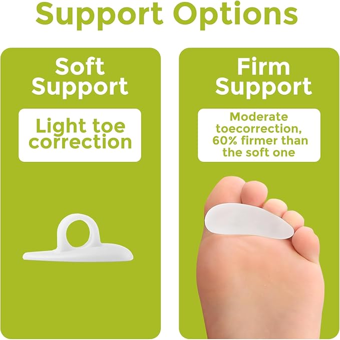 Bukihome Hammertoe Corrector Gel Toe Straighteners - 12 pcs Support Crest for Women & Men - Realign Bent, Crooked, Curled, Claw, Hammer Toes - White,Single Loop