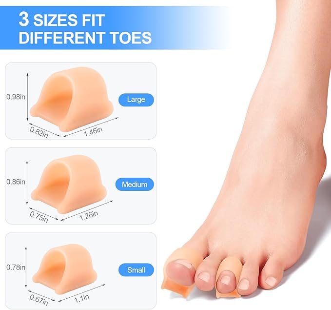 Hammer Toe Corrector, 6 Pack Toe Spacers, Toe Straighteners for Curled Toes, Bunion Corrector for Preventing Rubbing & Relieve Pressure (Large)