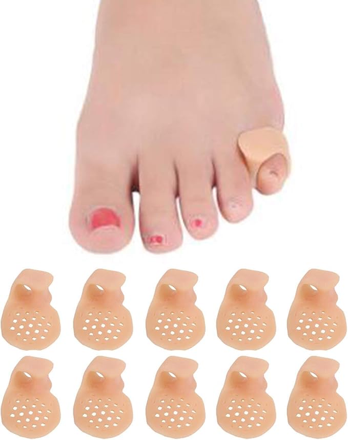 5 Pairs-Pinky Toe Cushion Splint, Gel Toe Separators, Little Toe Straightener with Loop, Pinky Toe Separators for Men Women, Prevent Blisters, Corn, Pain Relief (5 Pairs-Skin)