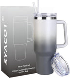 SYACOT 40 oz Tumbler with Handle and Straw Stainless Steel Insulated Tumbler by SYACOT