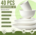 40 PCS Wheat Straw Dinnerware Sets, Service - Image 2