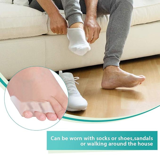 Toe Separators, 2 Pairs Toe Separator Toe Separator Feet Gel Protect Toes Separator Fingers Foot Silicone Protective Cover Protector toe separators for overlapping toes to Their Original Shape