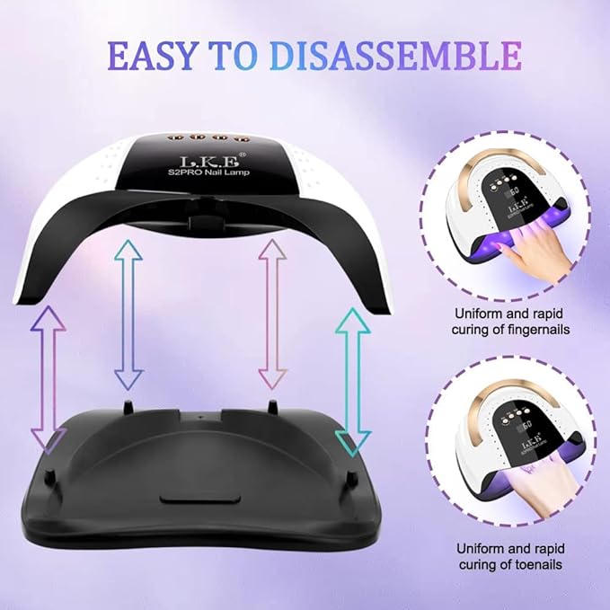 268W UV LED Nail Lamp, LKE Nail Dryer for Gel Polish, 4 Timers UV Nail Lamp Professional Nail Light, 57Pcs Lamp Beads and Automatic Sensor(White)