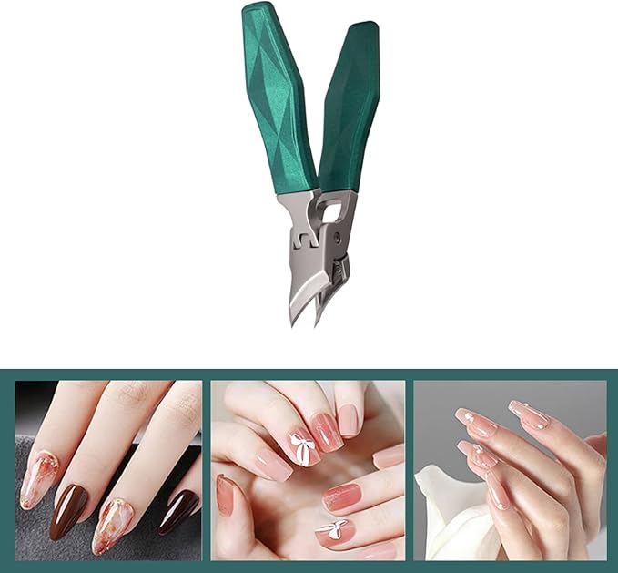 Angled Nail Clippers Green Eagle Beak Oblique Slanted Curved Thick Professional Nail Clippers for Women Adult Men Ingrown