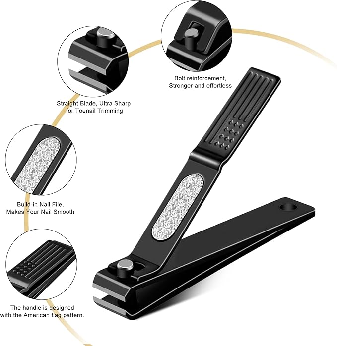 Nail Clippers Set with Fingernail Toenail Clipper Cutters Stainless Steel Sharp Sturdy Trimmer Set for Men Women with Tin Case