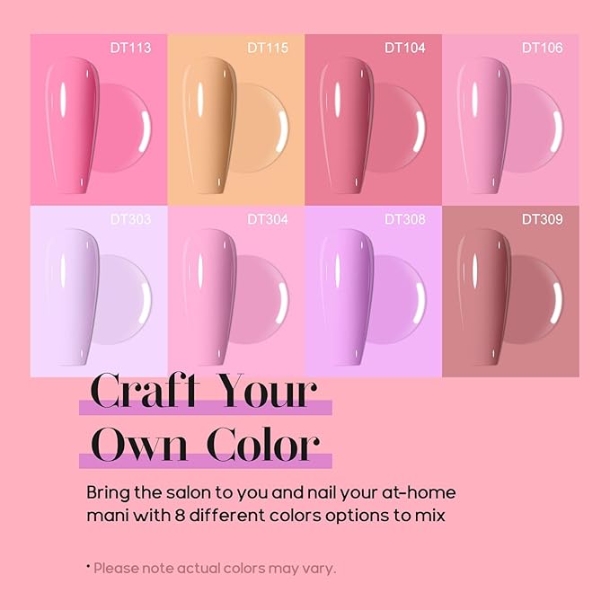 MEET ACROSS Pink Gel Nail Polish Set 8 Colors, Hot Pink Tones Light Soft to Dark Pink Shades Magenta Nail Art Design for Women Girl Nail Lovers Gift Salon DIY Halloween Gel Manicure Kit