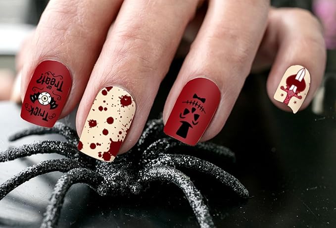 Hying 6pcs Halloween Nail Art Stamping Plates for Women Nail Art, Stainless Steel Jack-o'-Lantern Skull Nail Plates Template Set for DIY Halloween Decoration Spooky Spiderweb Stamp Templates Kit
