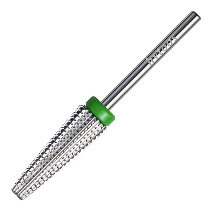 Long 5 in 1 Nail Drill Bits, 20mm Coarse Safety Tapered Nail Bit, Straight Cut Carbide Drill Bits for Nails, 3/32 Two-way, Electric Drills Removal Manicure Thick Gel