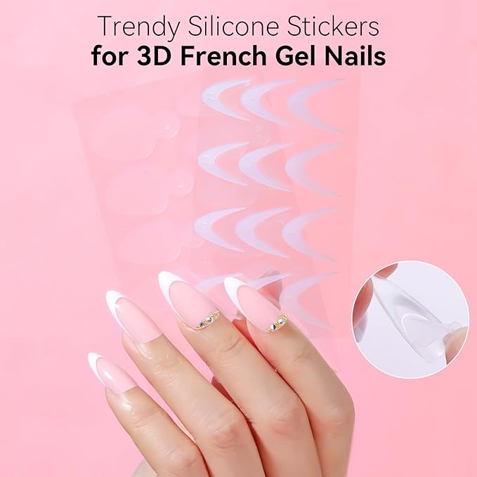 Makartt Poly Nail Gel French Manicure Kit : White Pink Hard Gels for Extension 15ML, UV LED Nail Lamp, Base Top Coat, Dual Forms, 100/180 Nail File, Silicone French Nails Stickers, All in One Set
