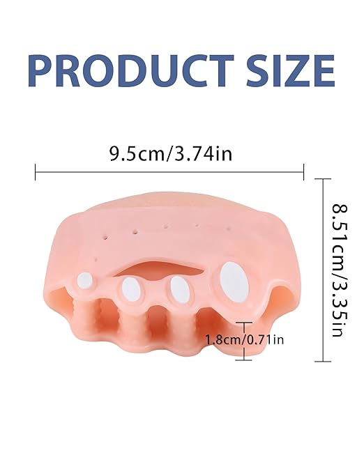 Adjustable Silicone Toe Separators, Spacers Bunion Corrector for Women Men, Toe Straightener,Breathable Soft and Comfortable Silicone Foot Cushions (4 Pairs)