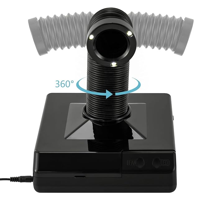 60W Nail Dust Collector, Dental Model Polishing Dust Collector Dust Collector Fan Vacuum Cleaner with Fan and LED Dual Function (Black)