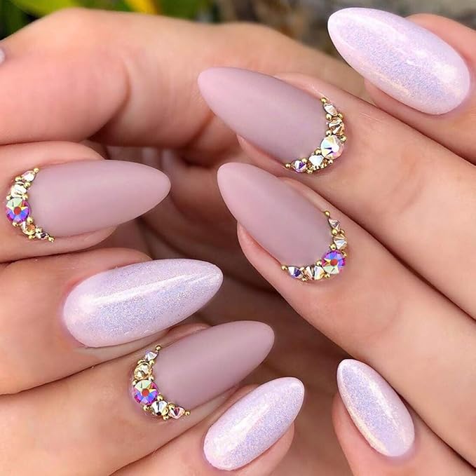 Crystal AB Rhinestones for Nails, 240pcs Multi Shape Flatback Jewels Iridescent Color With Shiny 16 Cutting Facets Quality Rhinestones for Makeup Clothes Bags Jewelry