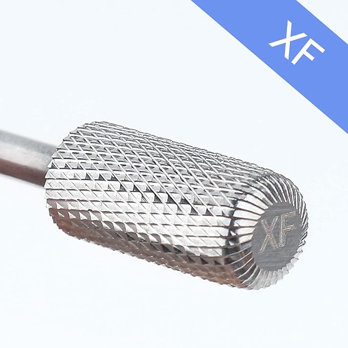 QUNZHAO Nail Drill Bits Dust proof bit Tungsten Steel Fast remove Acrylic or Hard Gel 3/32" Shank - Manicure, Nail Art, Drill Machine (Extra Fine - XF, Silver)